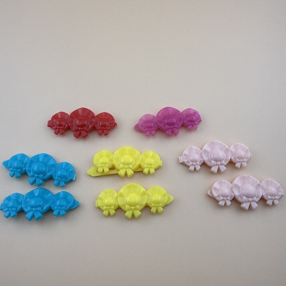VTG 1980s Mold Used by Goody Snap Tight Barrettes Lot Pink Yellow Blue Red Pink